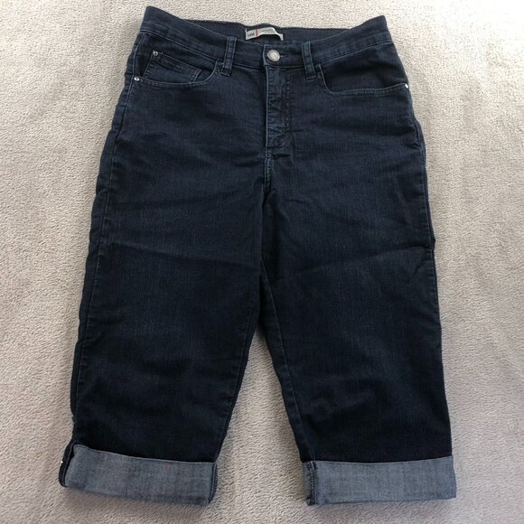 Lee Womens Capri Jeans Size 8 Medium Classic Fit High Rise Blue Denim Cuffed - Picture 11 of 12